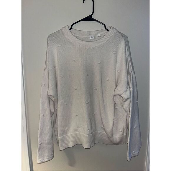 The Gap Women's White Pom Pom Cotton Sweater XL - Picture 1 of 3